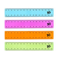 Лінійка YES 15 см кольорова, прозора