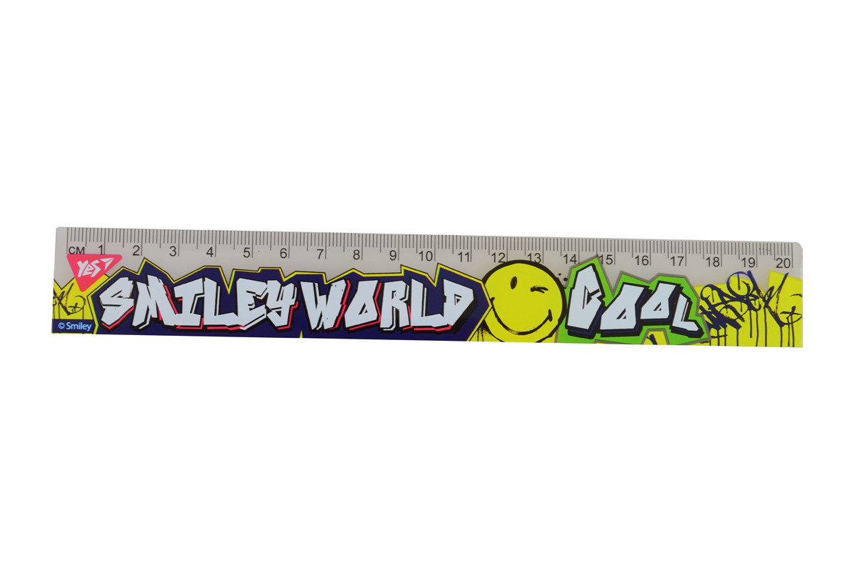 Лінійка YES 20 см "Smiley World Pattern"