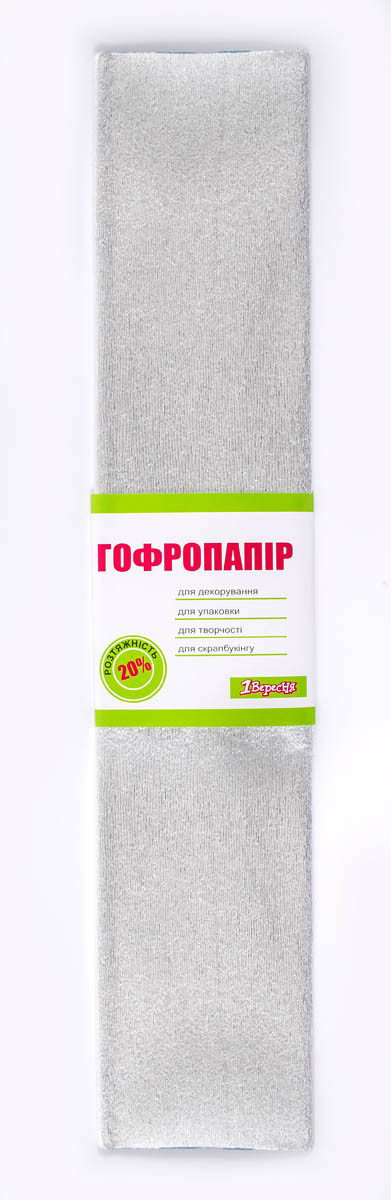 Папір гофрований металізована срібний 20% (50см*200см)