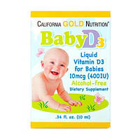 Витамін D3 в каплях для дітей, California Gold Nutrition Baby Vitamin D3 400 IU 10 мл