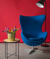 Кресло Эгг, мягкое, ткань, основание металл, цвет синий