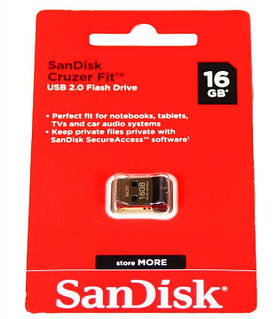 Флешка SanDisk Cruzer Fit 16Gb USB 2.0 (SDCZ33-016G-G35) Black USB флеш-драйв