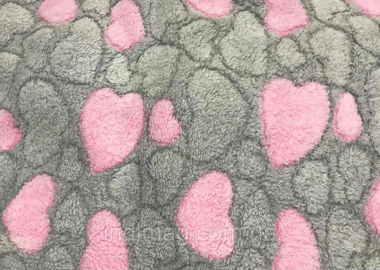 Велсофт Мохрарожеві сердечкі на сірому ., фото 1