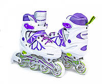 Раздвижные ролики Scale Sports LF 601B бело-фиолетовые, размер 29-33, светящиеся колеса