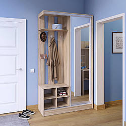 Стильний відкритий передпокій купе 120 см з дзеркалом в повний зріст і сидінням дуб сонома Єва Київський Стандарт