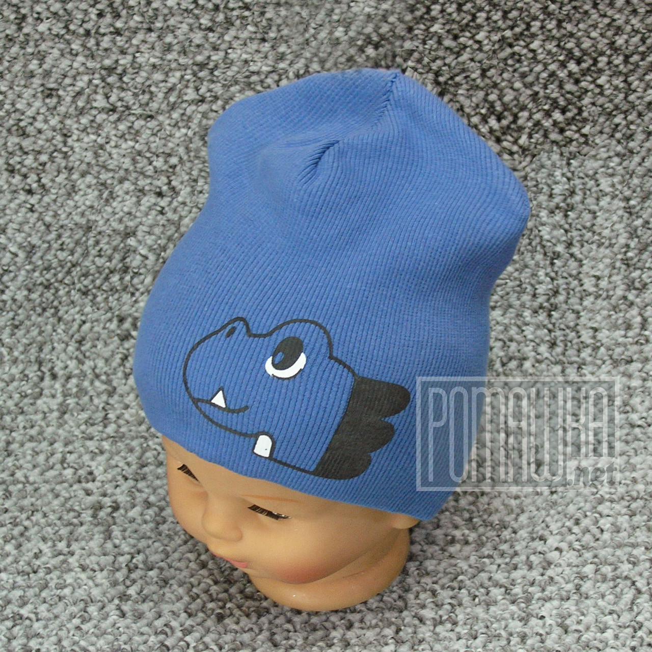 46-50 9-18 місяців подвійна трикотажна демісезонна шапочка для хлопчика малчюків дітей осінь весна 8089 Синій