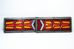 Ліхтар LED задній до Автомобільної техніки, вантажівок 33х13см (Біжить поворотник) Hurakan 24V