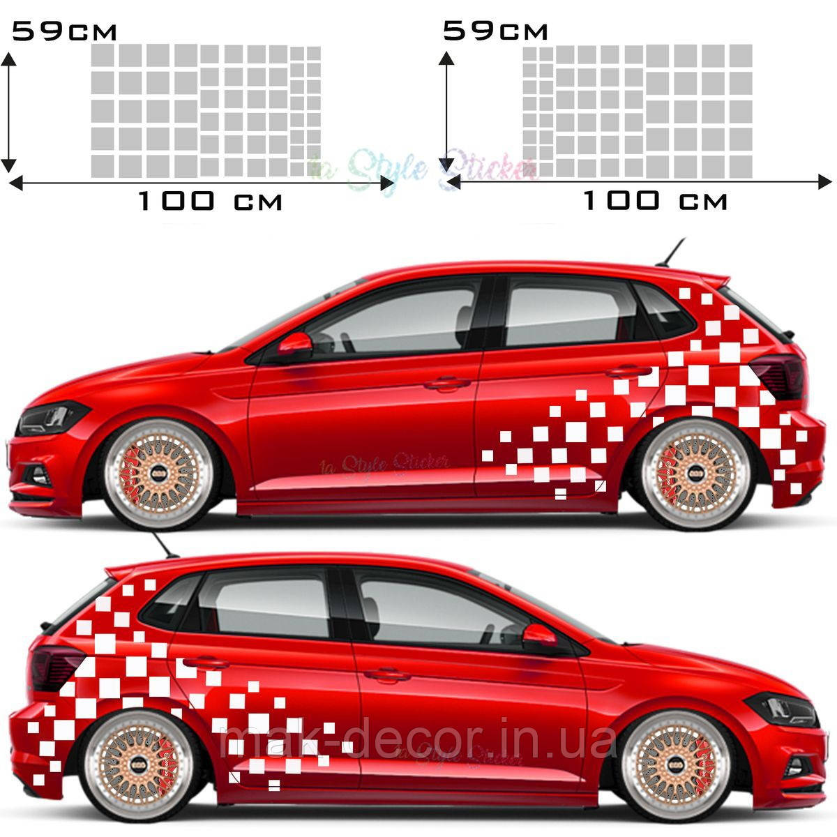 Вінілові наклейки на авто " Квадрат " 60х200 см