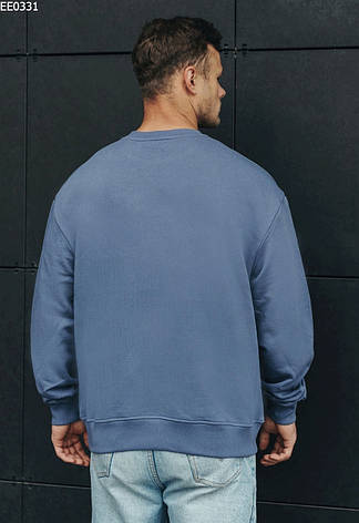 Свитшот однотонный мужской оверсайз Staff blue logo oversize синий EE0331, фото 2