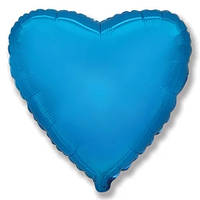Шар фольгированный сердце синее металлик 45 см,Flexmetal Испания
