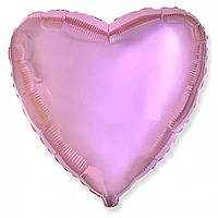 Шар фольгированный сердце розовое 45 см, пастель Flexmetal Испания