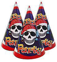 Колпачки праздничные детские Пираты, бумажные колпаки на голову для праздника набор 10 шт - фото 1 - id-p1459191371