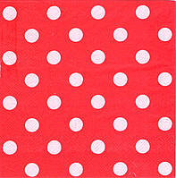 Салфетки бумажные двухслойные Горох красный 15 шт