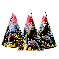 Колпачки бумажные детские Динозавры, колпаки праздничные на голову набор 10 шт