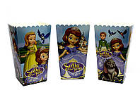 Коробочки стаканчики бумажные для сладостей и попкорна Принцесса София 5 штук