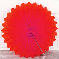 Веер бумажный декоративный красный диаметр 50 см