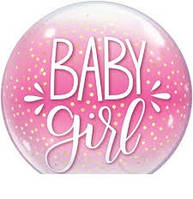Шар воздушный фольгированный круглый Baby girl розовый 55 см Китай