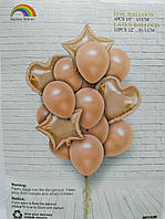 Набор воздушных и фольгированных шаров розовое золото со звездами и сердцем 12 шт. Китай