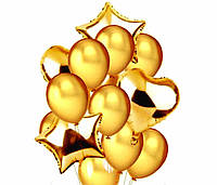 Набор воздушных и фольгированных шаров Золотой микс 14 шт.