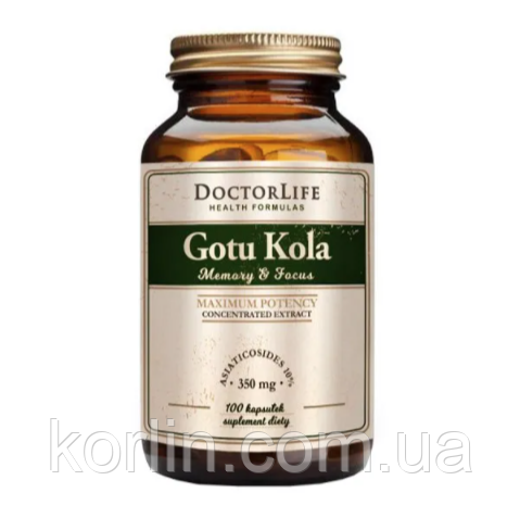 Готу Кола Екстракт Біодобавка Для мозку 100 кап Doctor Life Gotu Kola США Доставка з ЄС