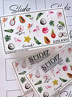 Слайдер-дизайн SLIDIZ водная наклейка для ногтей на любой фон, Тропики, фрукты, фламинго