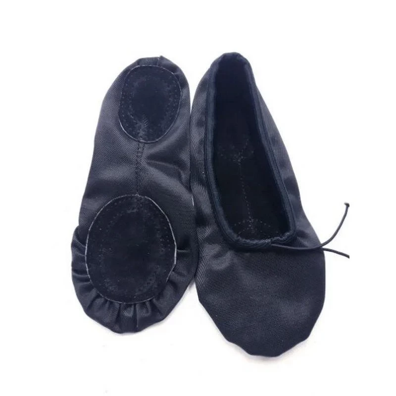 Балетки для танців і гімнастики чорні зі шкіряною устілкою, фото 1