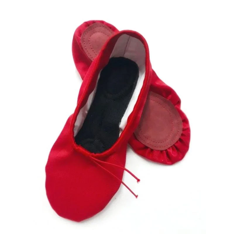 Балетки для танців і гімнастики червоні зі шкіряною устілкою 37-38р (24-24,5 см), фото 1