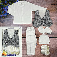 Нарядный- Крестильный набор одежды для малыша Размер: 0-3 месяца (02254)