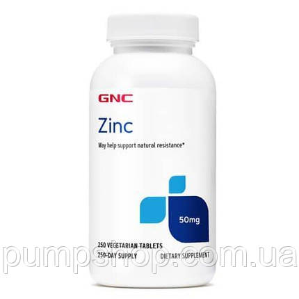 Цинк-гліцинат GNC Zinc 50 mg 250 таб., фото 1