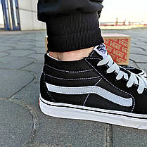 VANS Old Skool HIGH Black / White Кеди Ванс високі Олд Скул унісекс текстиль чорні з білим, фото 5