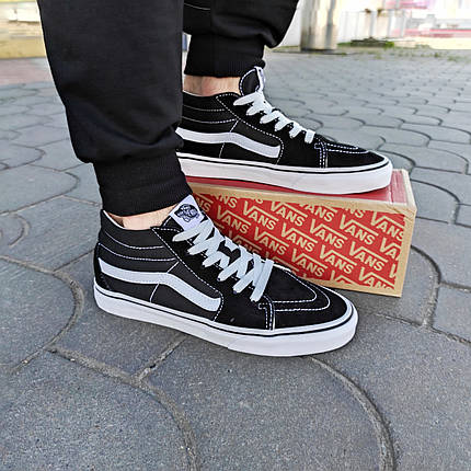 Чорні кеди Vans чоловіки високі демісезон кросівки венси ванси ренси Чорні кеді Vans чолові, фото 1