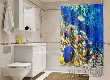 Фото Шторка для ванної "Корали та рибки" - ціна вказана за 1 м.кв. Читаємо опис!