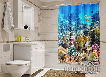 Фото Шторка для ванної "Рибки на морському дні" - ціна вказана за 1 м.кв. Читаємо опис!