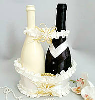 Свадебная корзинка для шампанского белая