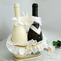 Весільний кошик для шампанського білий