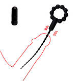 Ерекційне кільце з уретральним катетером і вібрацією - Чорний, фото 2