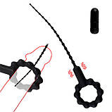 Ерекційне кільце з уретральним катетером і вібрацією - Чорний, фото 4