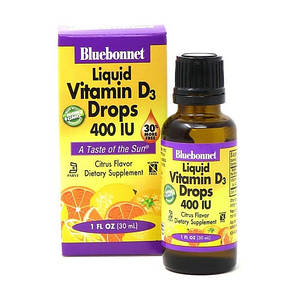 Рідкий Вітамін Д3 Bluebonnet Nutrition Liquid Vitamin D3 Drops 400 IU (10 mcg) 30 ml