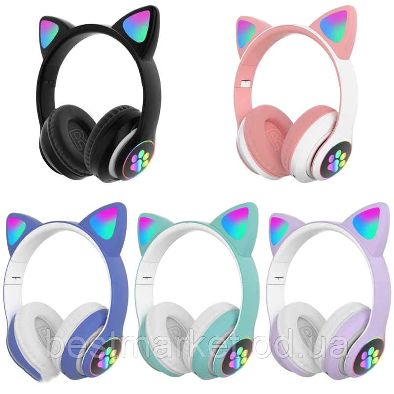 Бездротові Bluetooth Навушники з вушками та Led Підсвіткою Cat STN(AKS)-28