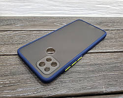 Протиударний матовий чохол для Oppo A15 A15s синій бампер-захист камери