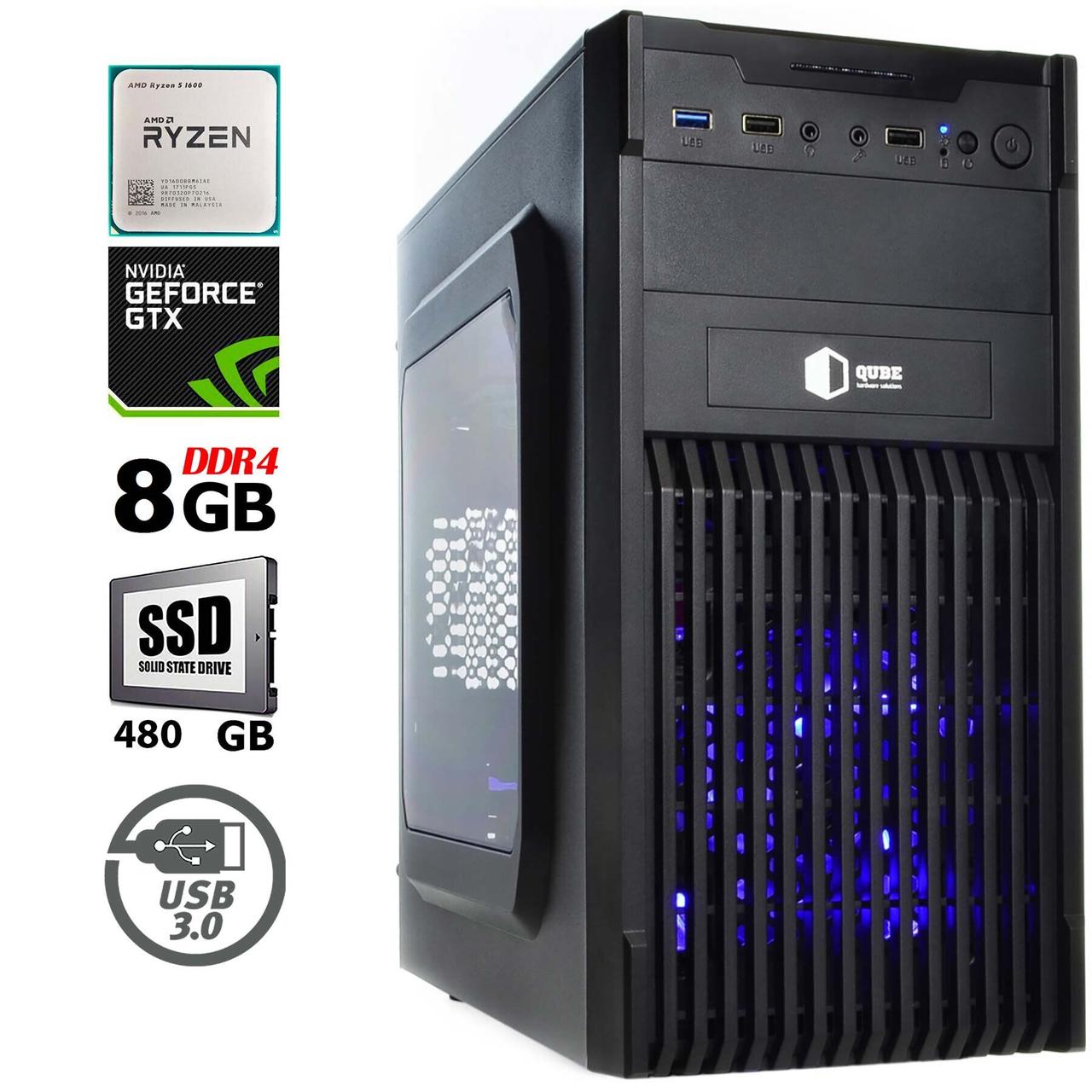 Новий комп'ютер ARTLINE Gaming X44v12 / AMD Ryzen 5 1600 (6 (12) ядер по 3.2 — 3.6 GHz) / 8 GB DDR4 / 480 GB