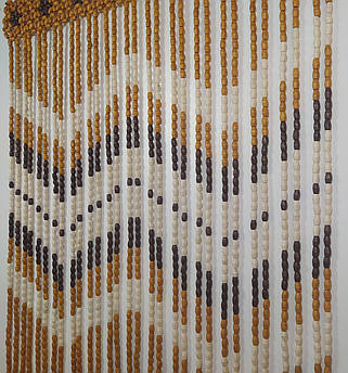 Стильна штора з дерев’яних намистин | Ромашка світла | 30 підвісок | 100×200 см | дерев’яний декор