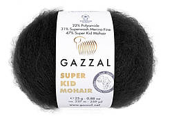 Gazzal SUPER KID MOHAIR (Супер Кід Мохер) № 64409 чорний (Пряжа мохер, нитки для в'язання)
