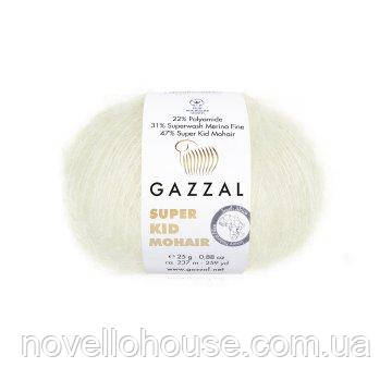 Gazzal SUPER KID MOHAIR (Супер Кид Мохер) № 64414 белый (Пряжа мохер, нитки для вязания) - фото 2 - id-p1459340954