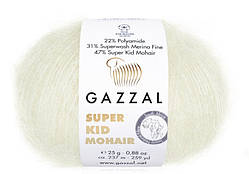 Gazzal SUPER KID MOHAIR (Супер Кід Мохер) № 64414 білий (Пряжа мохер, нитки для в'язання)