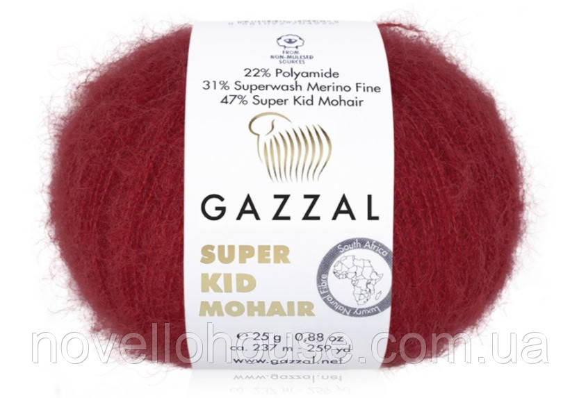 Gazzal SUPER KID MOHAIR (Супер Кид Мохер) № 64416 красный (Пряжа мохер, нитки для вязания) - фото 1 - id-p1459342266