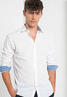 Рубашка JJEPLAIN AOP SHIRT L/S STS 12189770-White Jack & Jones L Белый