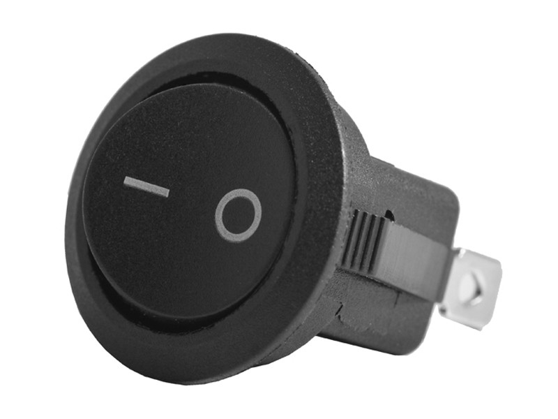 Перемикач круглий ON-OFF 2pin чорний (KCD1-101-8)