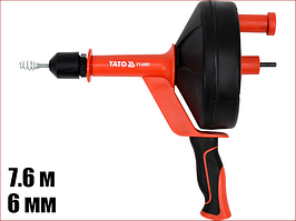 Трос для прочищення труб L-7,6 м, D 6 мм пластмасовий корпус Yato YT-24991