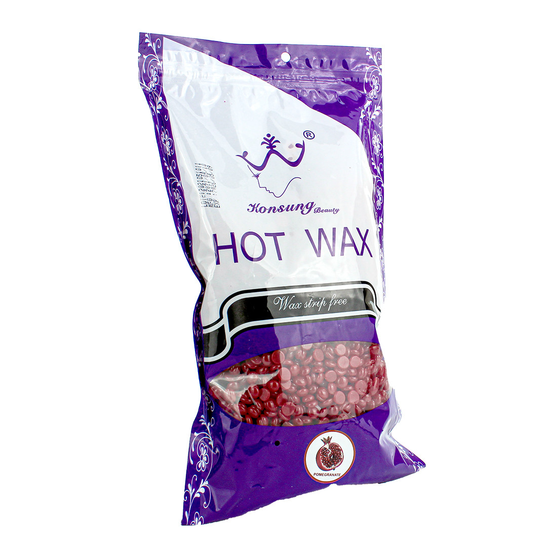 Віск у гранулах  Konsung Hot Wax Beans 1000гр аромат Гранату для депіляції для воскоплаву плівковий віск гранули